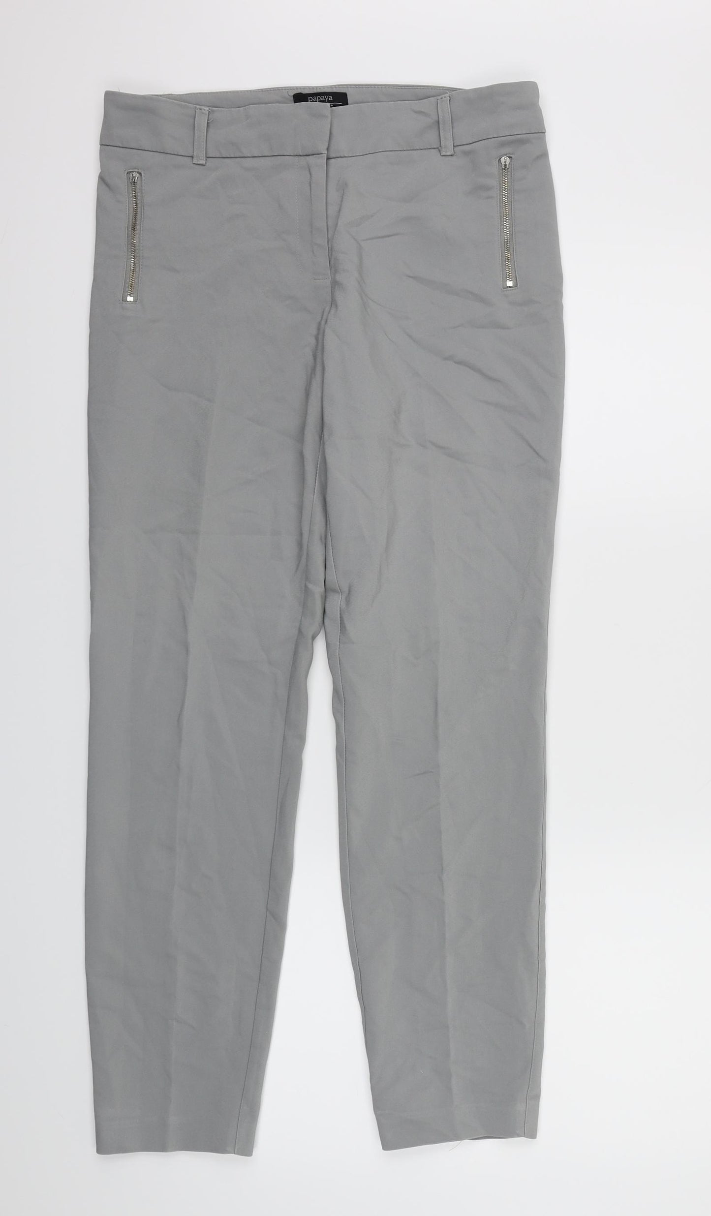Papaya Womens Grey   Trousers  Size 10 L27 in