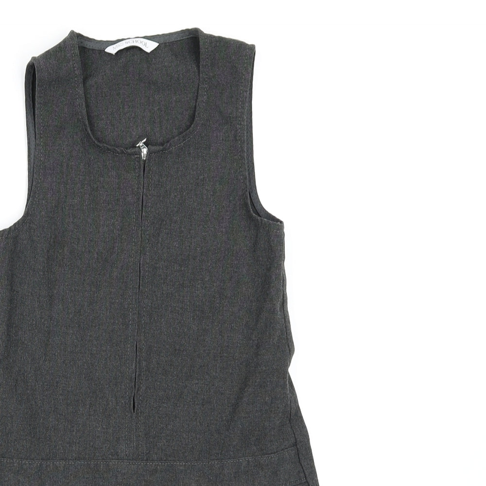 Marks and Spencer Girls Grey  Rayon Pinafore/Dungaree Dress  Size 4-5 Years  - School Dress