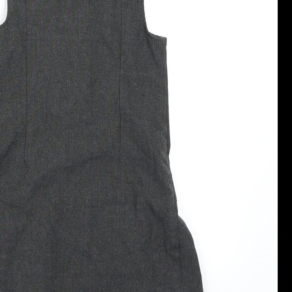 Marks and Spencer Girls Grey  Rayon Pinafore/Dungaree Dress  Size 4-5 Years  - School Dress