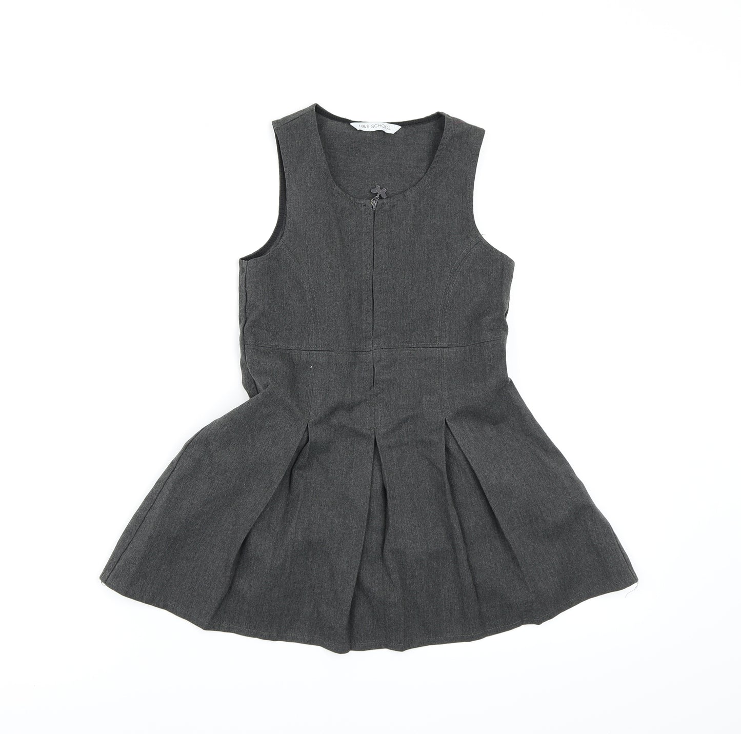 Marks and Spencer Girls Grey  Rayon Pinafore/Dungaree Dress  Size 4-5 Years  - School Dress