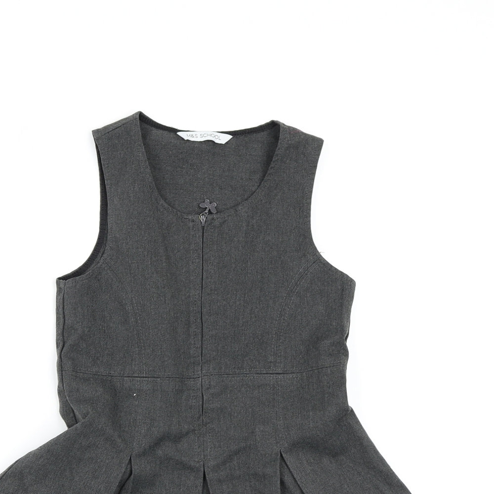 Marks and Spencer Girls Grey  Rayon Pinafore/Dungaree Dress  Size 4-5 Years  - School Dress