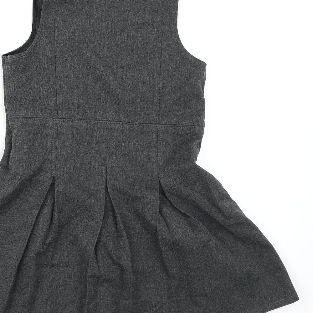 Marks and Spencer Girls Grey  Rayon Pinafore/Dungaree Dress  Size 4-5 Years  - School Dress