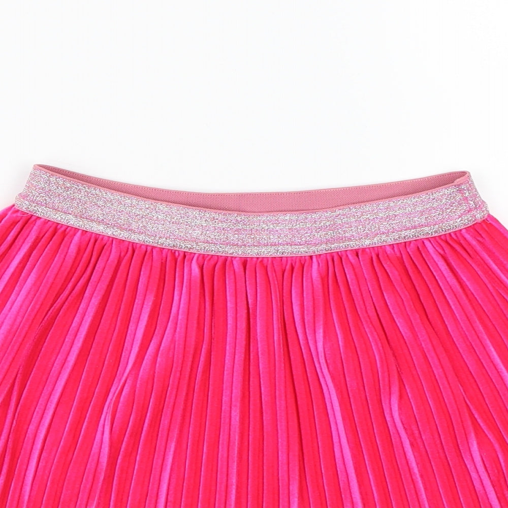 Marks and Spencer Girls Pink  Velour Pleated Skirt Size 5-6 Years