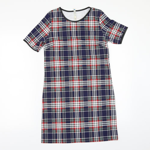 Blue Vanilla Womens Black Check  T-Shirt Dress  Size XS