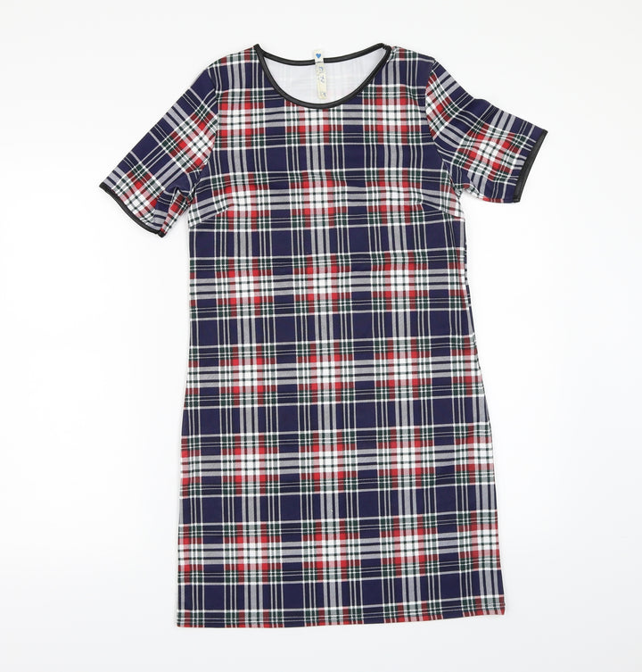 Blue Vanilla Womens Black Check  T-Shirt Dress  Size XS