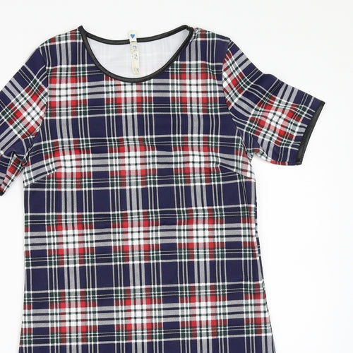 Blue Vanilla Womens Black Check  T-Shirt Dress  Size XS
