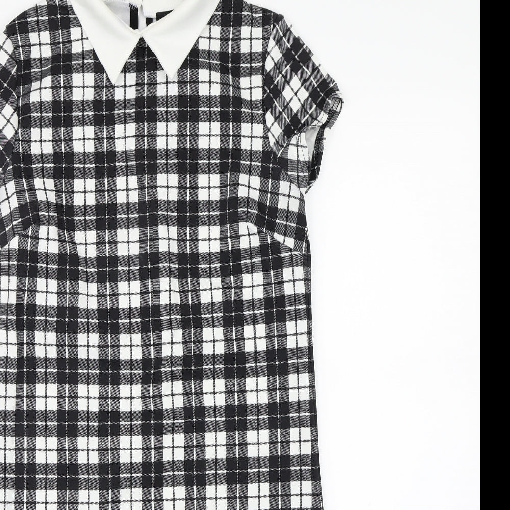 Quiz Womens Black Check  T-Shirt Dress  Size 10