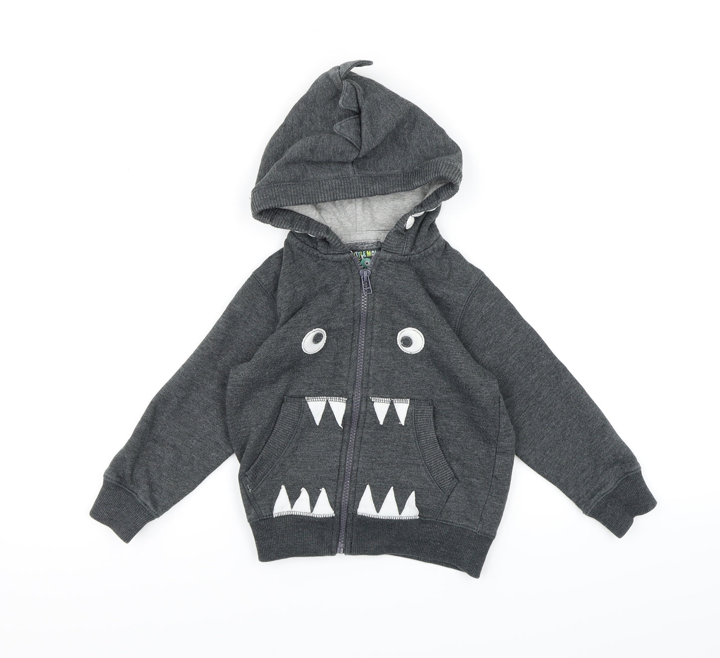 TU Boys Grey  Jersey Full Zip Hoodie Size 2-3 Years  - Little Monster