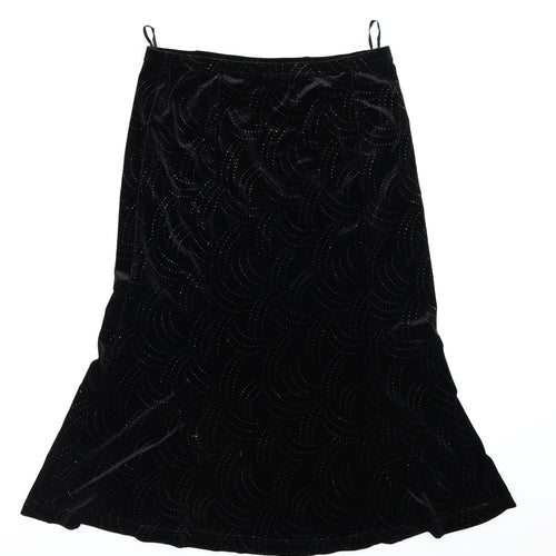 AMARANTO Womens Black  Velour Swing Skirt Size 16