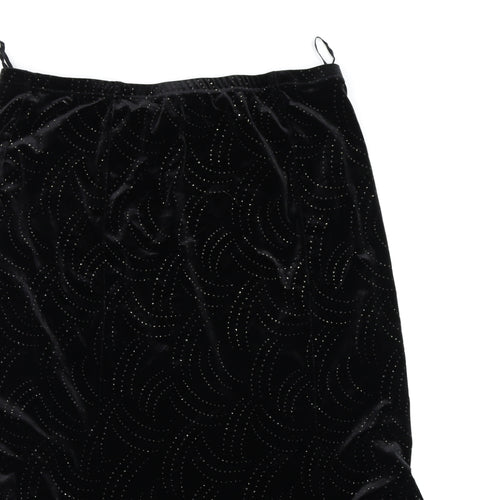 AMARANTO Womens Black  Velour Swing Skirt Size 16