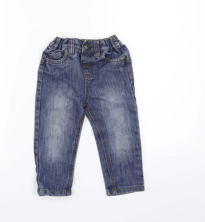 Little Rebel Boys Blue  Denim Cargo Jeans Size 18-24 Months