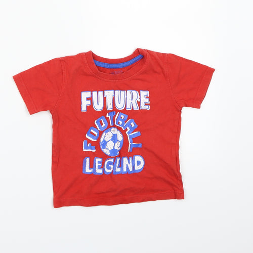 Little Rebel Boys Red   Basic T-Shirt Size 24 Months  - Football