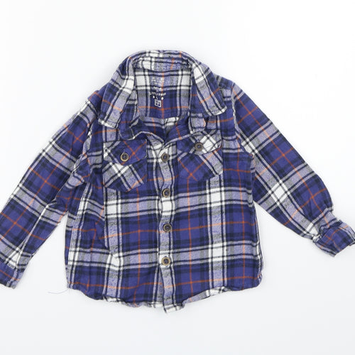 F&F Boys Blue Check  Basic Button-Up Size 12-18 Months