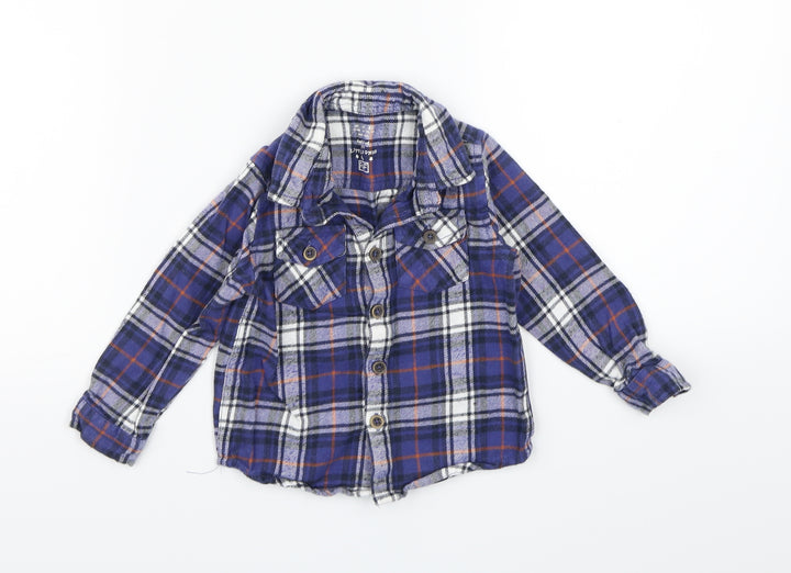 F&F Boys Blue Check  Basic Button-Up Size 12-18 Months