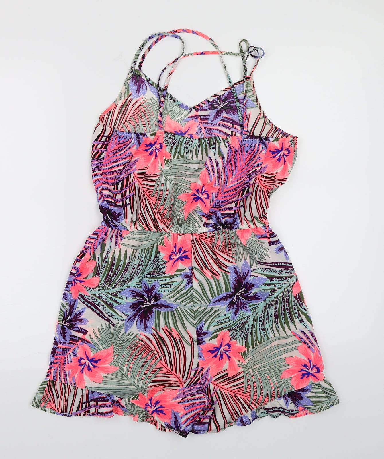 Primark Girls Multicoloured Floral Chiffon Playsuit One-Piece Size 12-13 Years