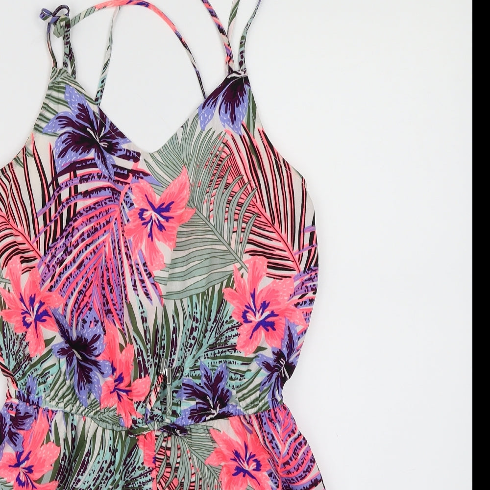 Primark Girls Multicoloured Floral Chiffon Playsuit One-Piece Size 12-13 Years