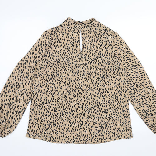 New Look Womens Beige Animal Print  Basic Blouse Size 8