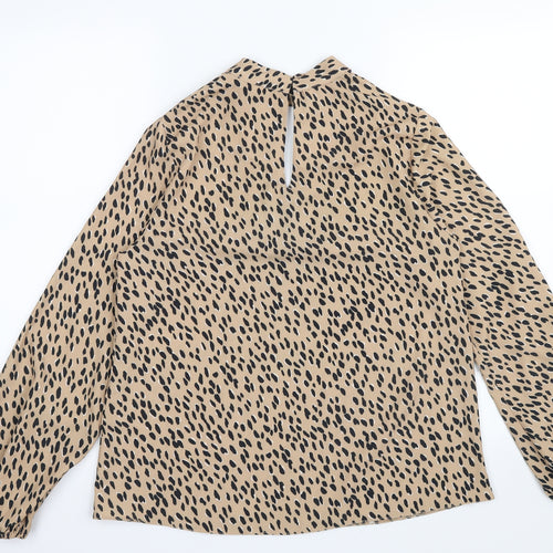 New Look Womens Beige Animal Print  Basic Blouse Size 8