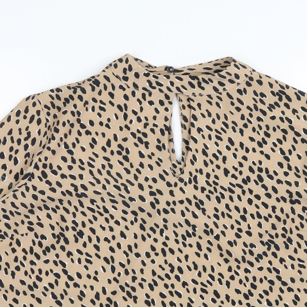 New Look Womens Beige Animal Print  Basic Blouse Size 8