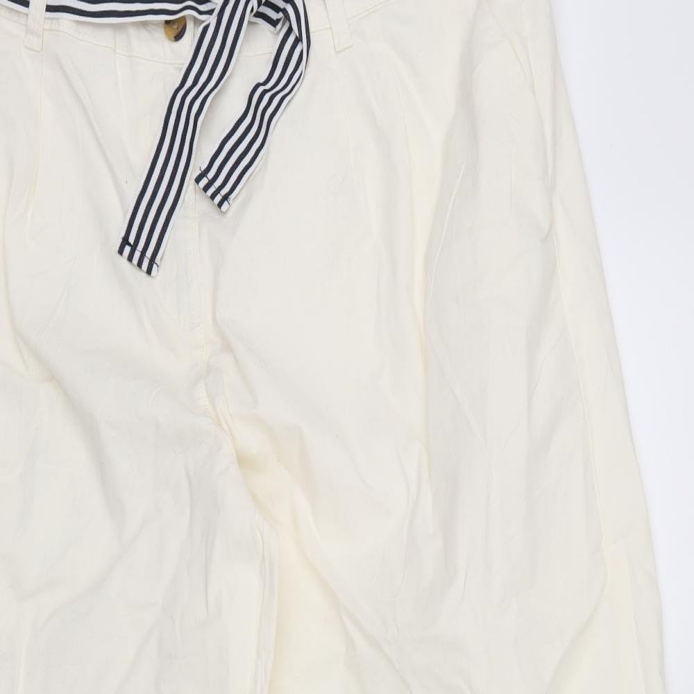 M&S Womens White   Trousers  Size 24 L27 in