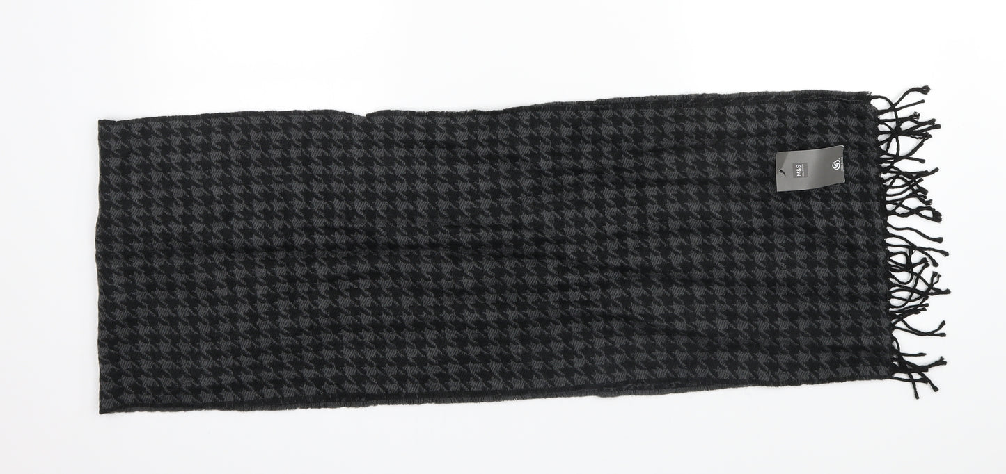 M&S  Black Geometric Wool Rectangle Scarf Scarf