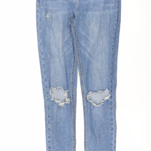 Topshop Womens Blue  Denim Skinny Jeans Size 28 in L32 in - Distressed