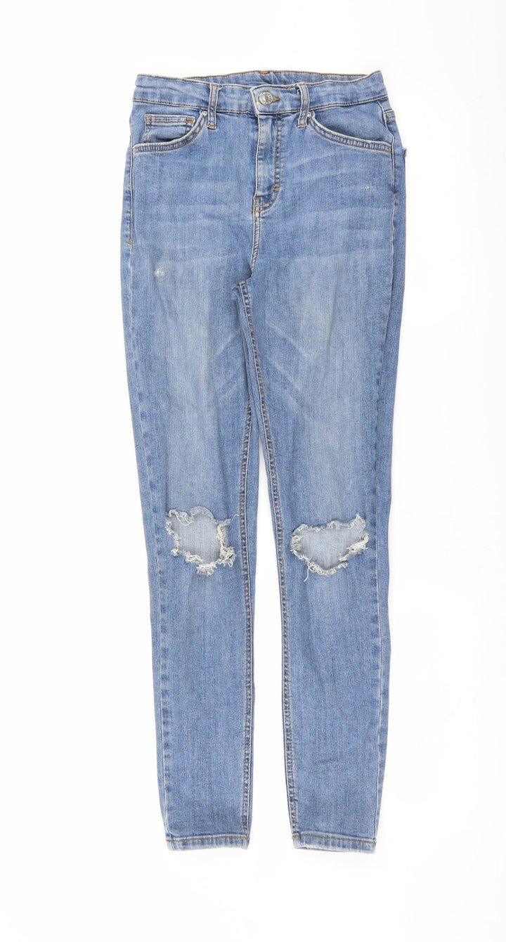 Topshop Womens Blue Denim Skinny Jeans Size 28 in L32 in - Distressed