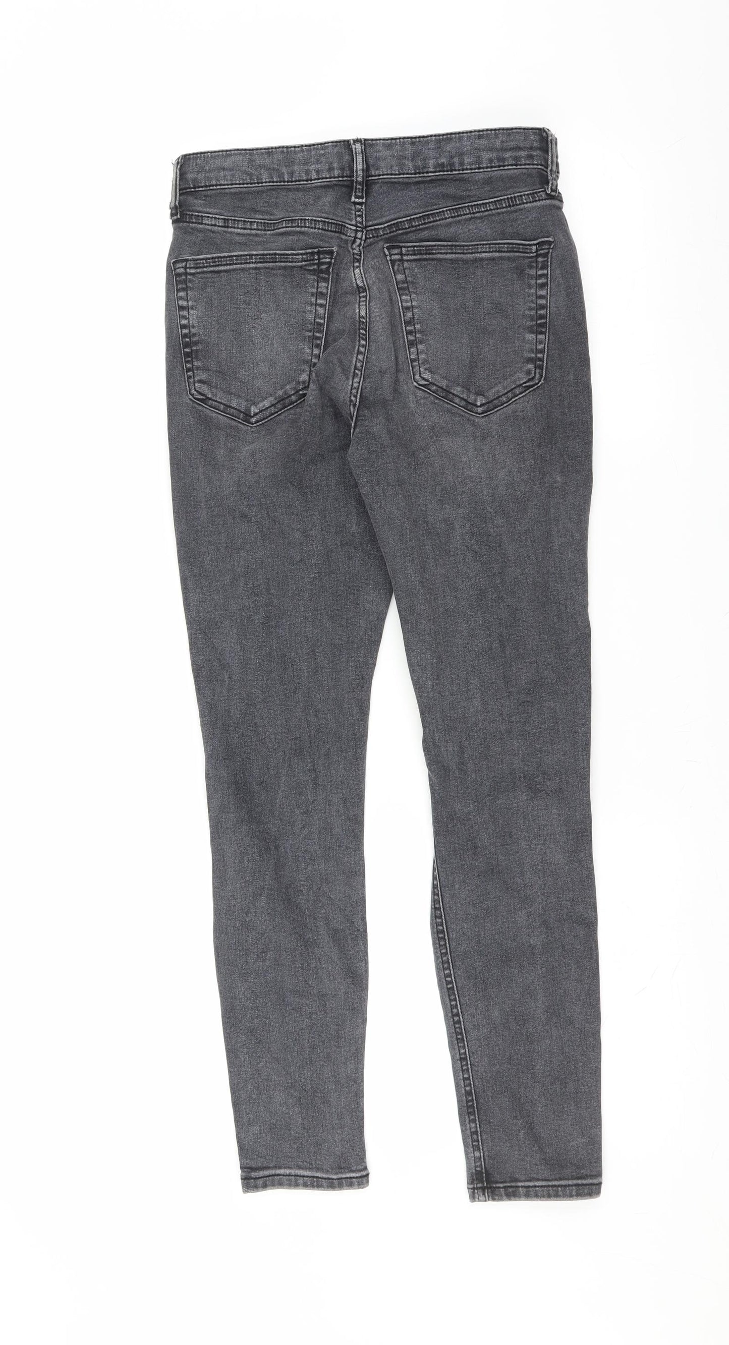 Topshop Womens Grey  Denim Skinny Jeans Size 28 in L30 in - Distressed