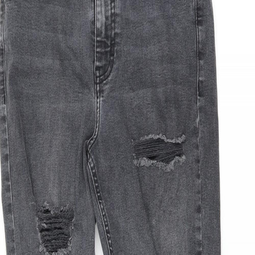 Topshop Womens Grey  Denim Skinny Jeans Size 28 in L30 in - Distressed