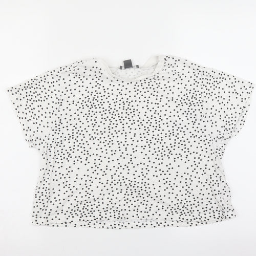 Primark Womens White Polka Dot  Basic T-Shirt Size 10  - cropped
