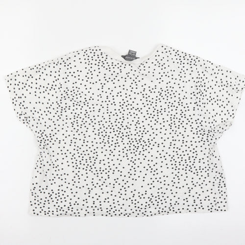 Primark Womens White Polka Dot  Basic T-Shirt Size 10  - cropped