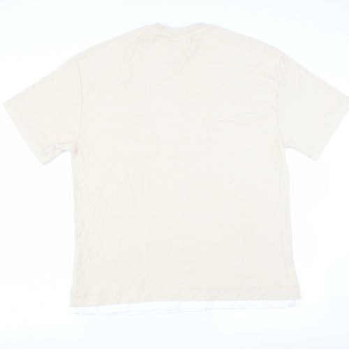 Zara Mens Beige    T-Shirt Size M
