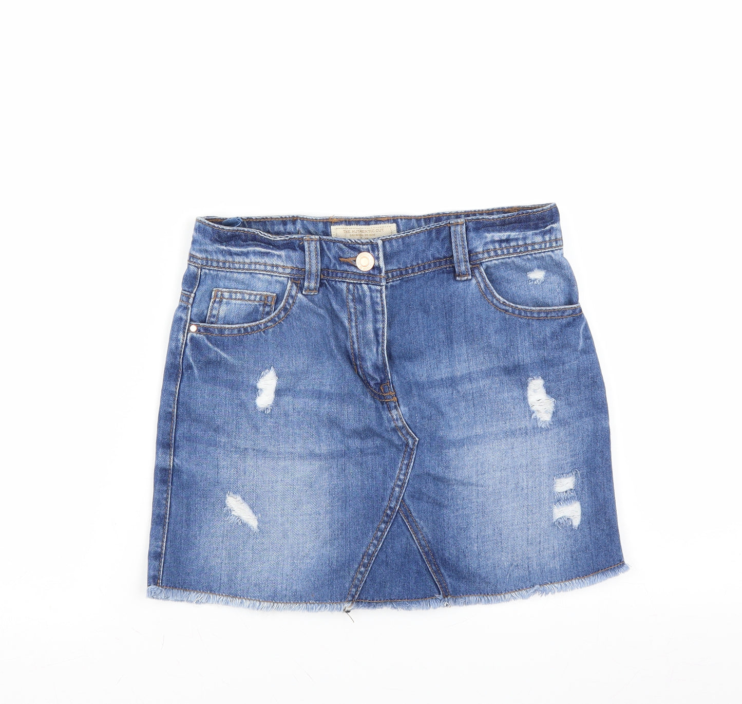 NEXT Girls Blue  Denim A-Line Skirt Size 11 Years - Distressed