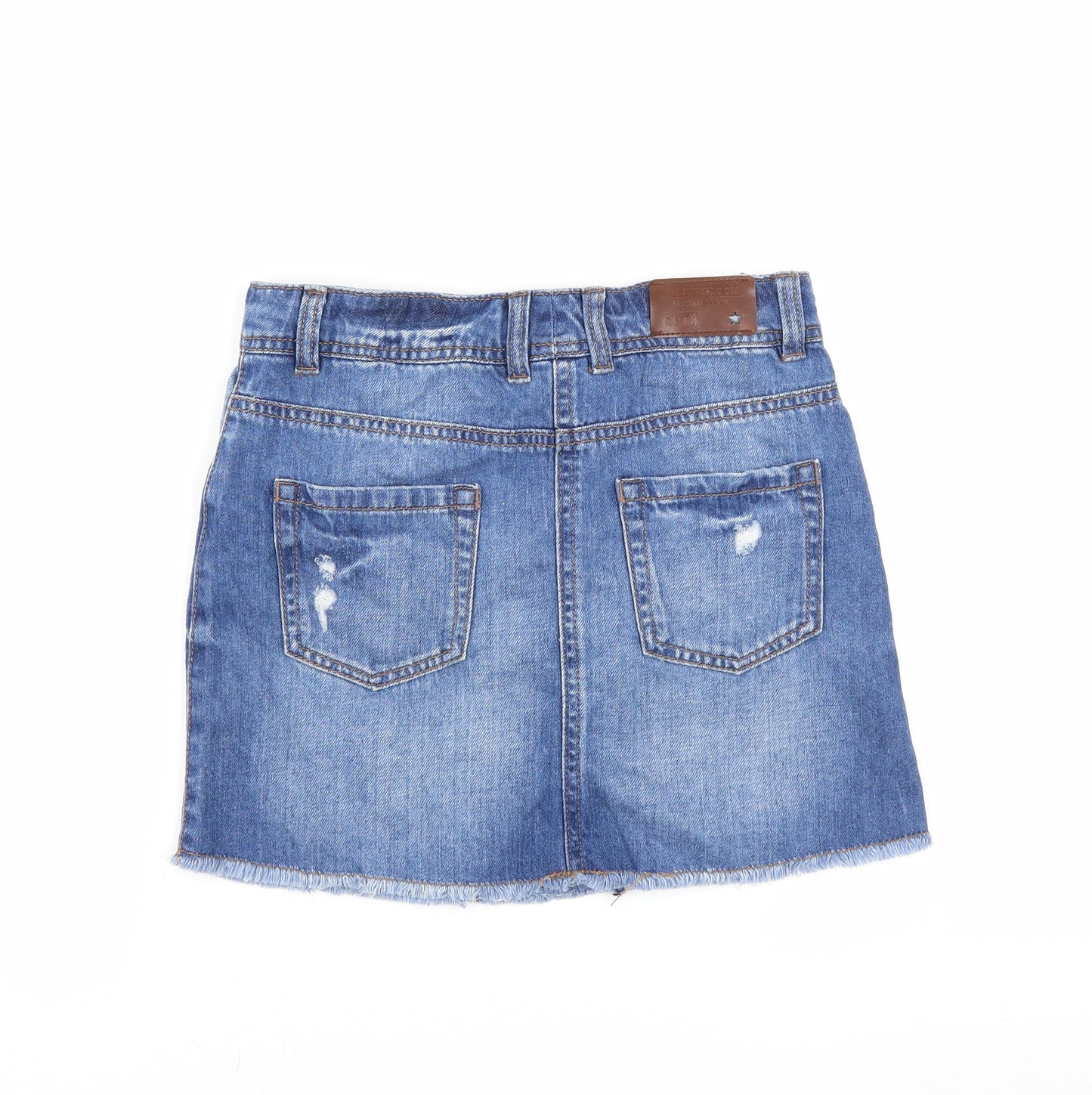 NEXT Girls Blue  Denim A-Line Skirt Size 11 Years - Distressed