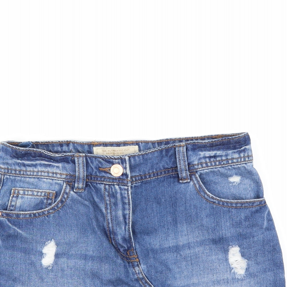 NEXT Girls Blue  Denim A-Line Skirt Size 11 Years - Distressed