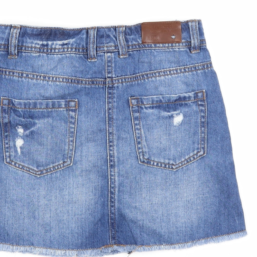 NEXT Girls Blue  Denim A-Line Skirt Size 11 Years - Distressed