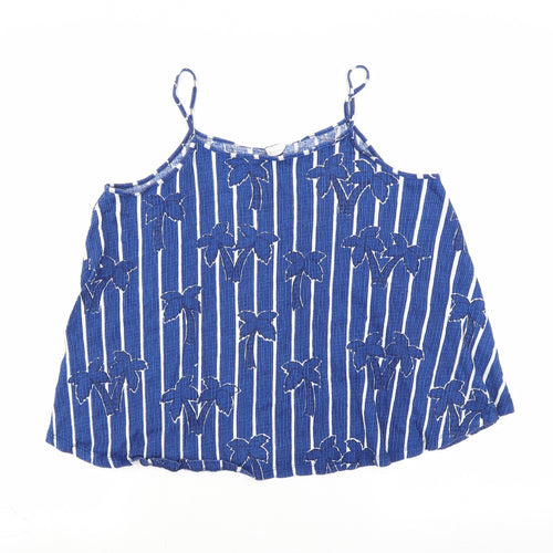 Zara Girls Blue Striped  Camisole T-Shirt Size 13-14 Years  - Palm Tree