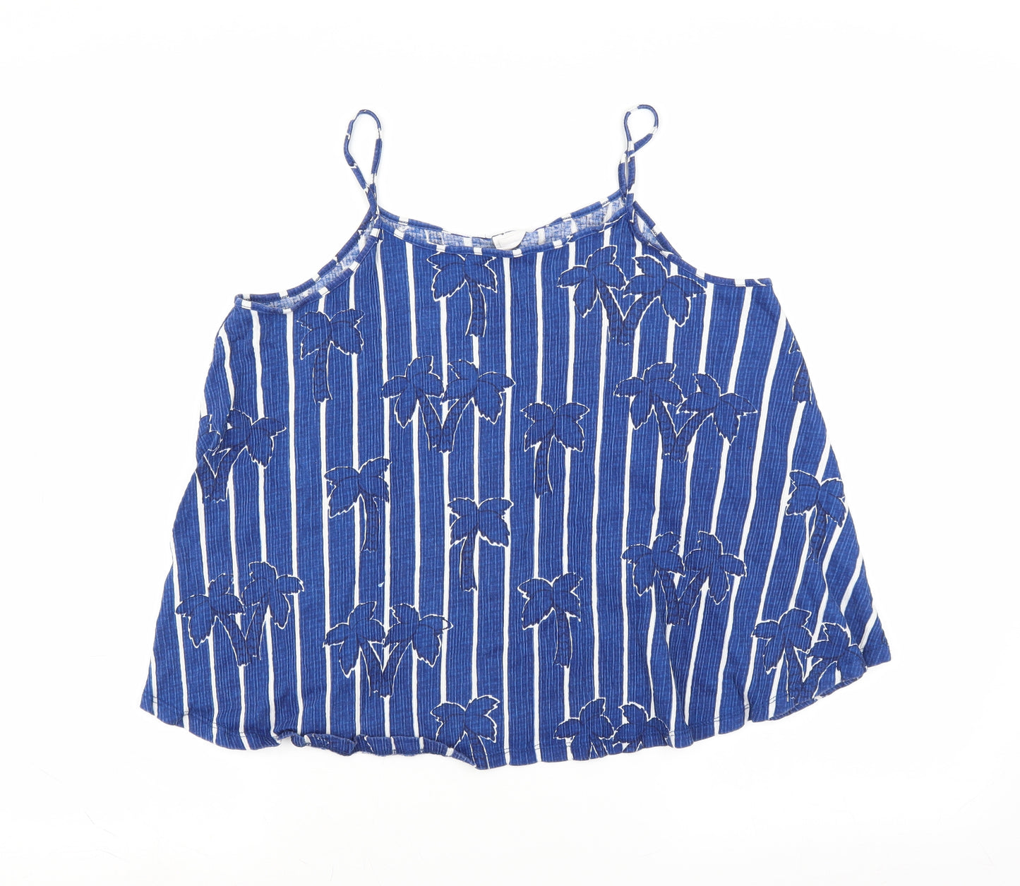 Zara Girls Blue Striped  Camisole T-Shirt Size 13-14 Years  - Palm Tree