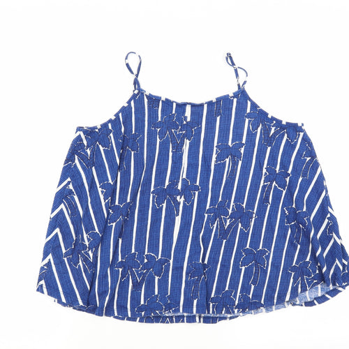 Zara Girls Blue Striped  Camisole T-Shirt Size 13-14 Years  - Palm Tree