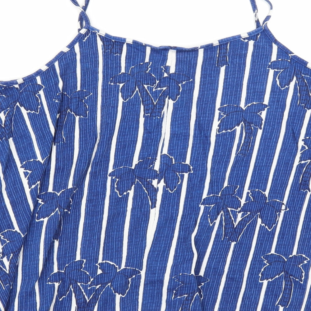 Zara Girls Blue Striped  Camisole T-Shirt Size 13-14 Years  - Palm Tree