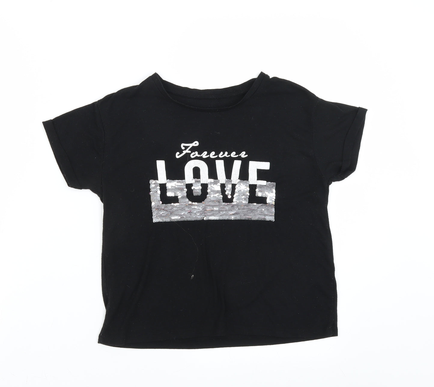 Dunnes Stores Girls Black   Basic T-Shirt Size 10-11 Years  - forever love