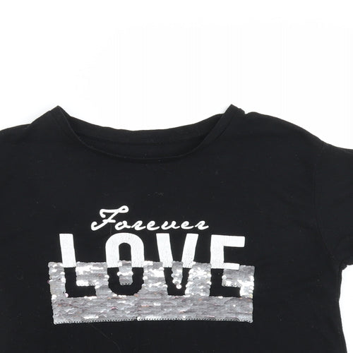 Dunnes Stores Girls Black   Basic T-Shirt Size 10-11 Years  - forever love