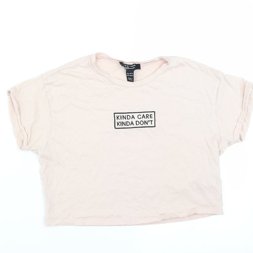 New Look Girls Pink   Cropped T-Shirt Size 10-11 Years  - kinda care kinda dont