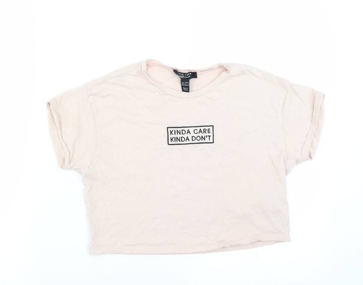 New Look Girls Pink Cropped T-Shirt Size 10-11 Years - kinda care kinda dont