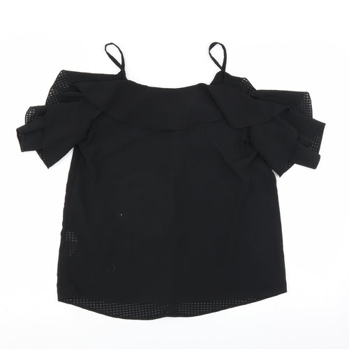 F&F Womens Black   Basic Blouse Size 8  - Ruffle Detail