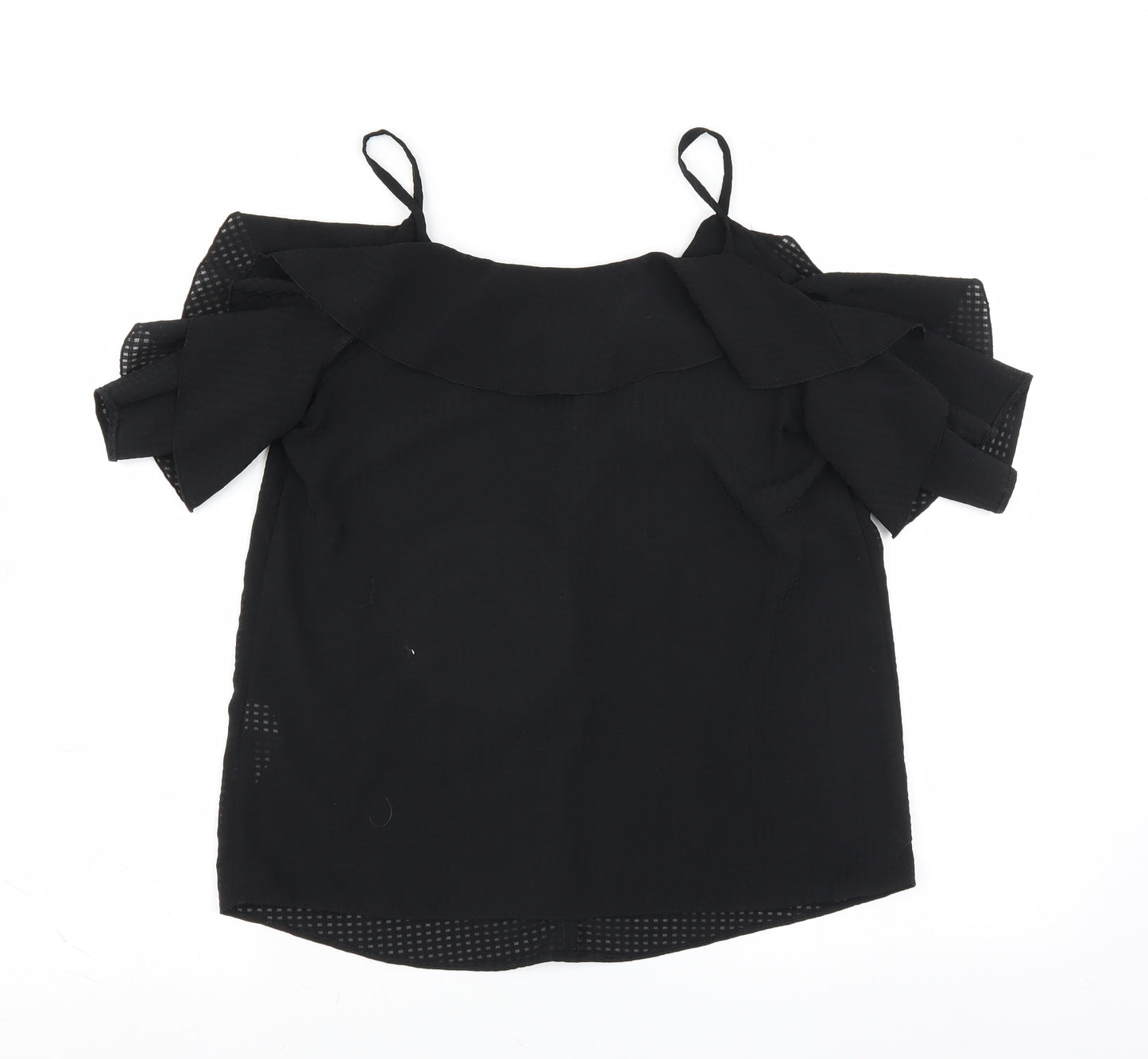 F&F Womens Black   Basic Blouse Size 8  - Ruffle Detail