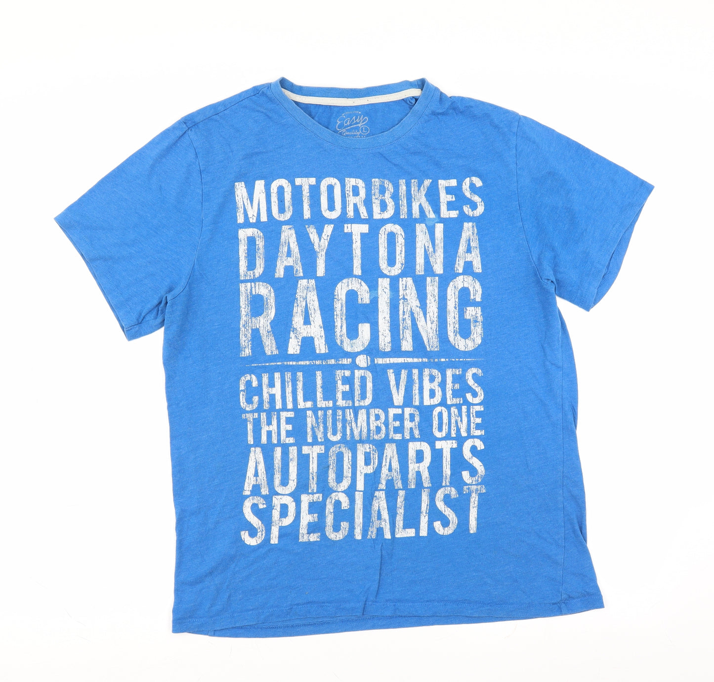 Easy Mens Blue    T-Shirt Size L  - motorbike racing