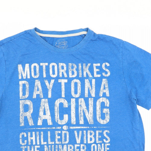 Easy Mens Blue    T-Shirt Size L  - motorbike racing