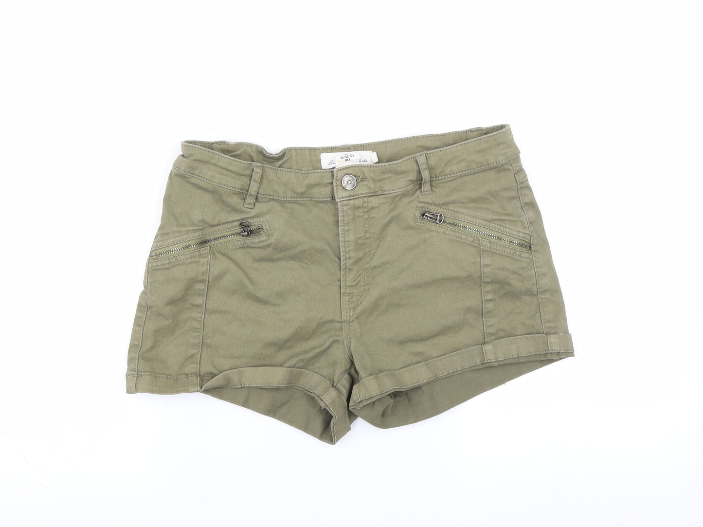 H&M Womens Green  Denim Hot Pants Shorts Size 12