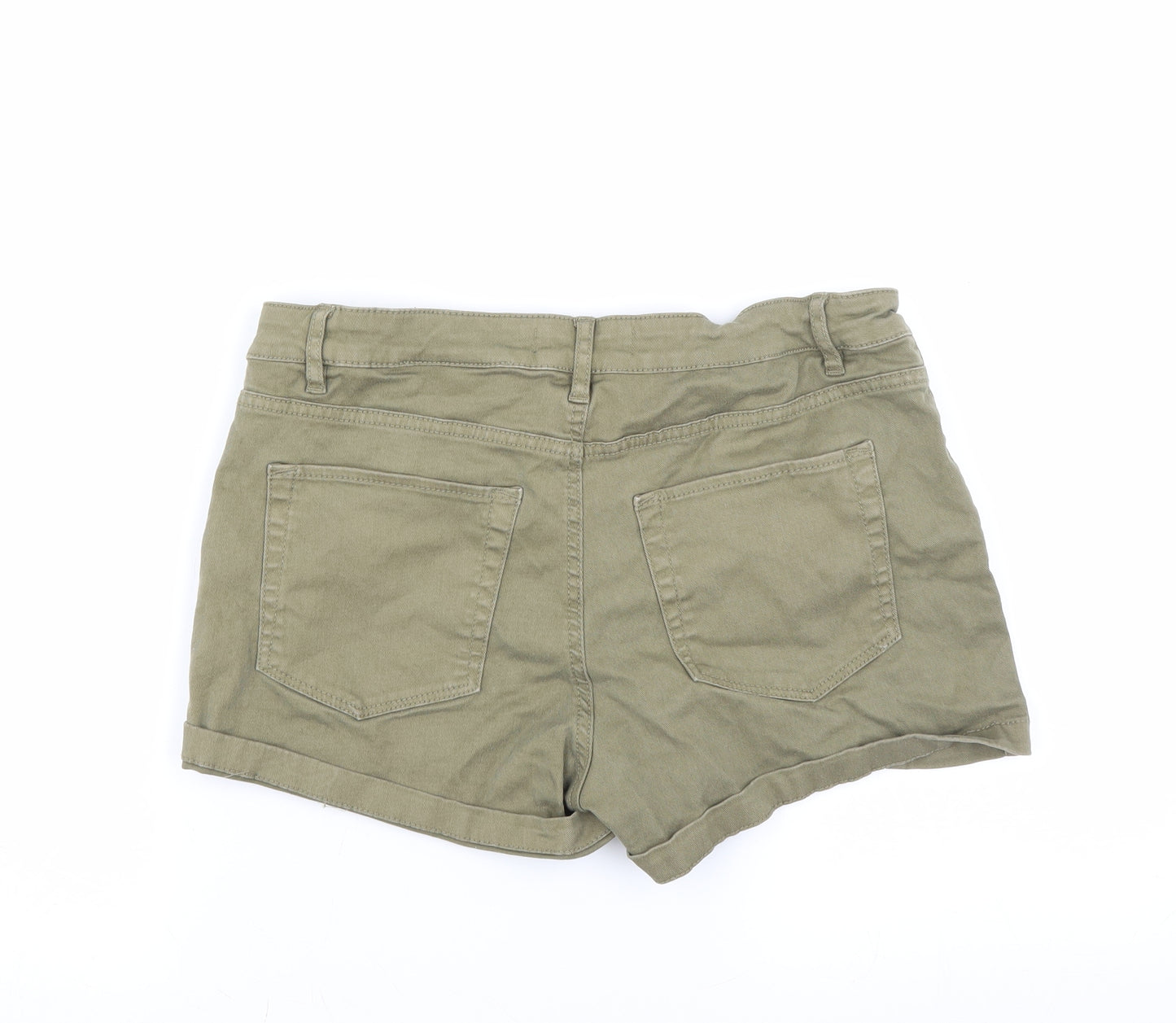 H&M Womens Green  Denim Hot Pants Shorts Size 12